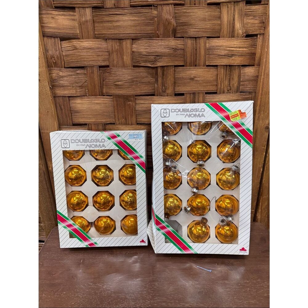 Doubleglo by Noma Gold Glass Christmas Ornaments - Set of 12 & 14